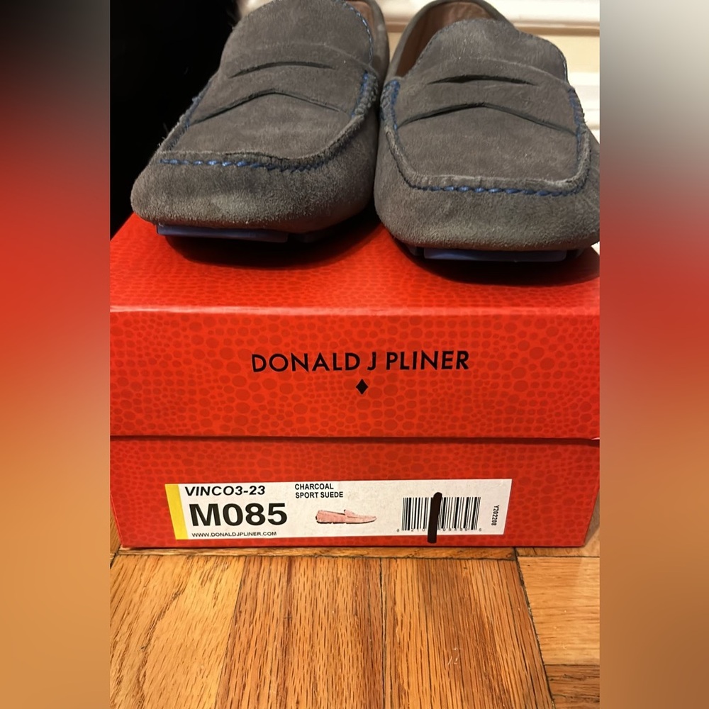 Donald J. Pliner Gray Leather Suede Loafers Size 8.5 - Picture 5 of 6